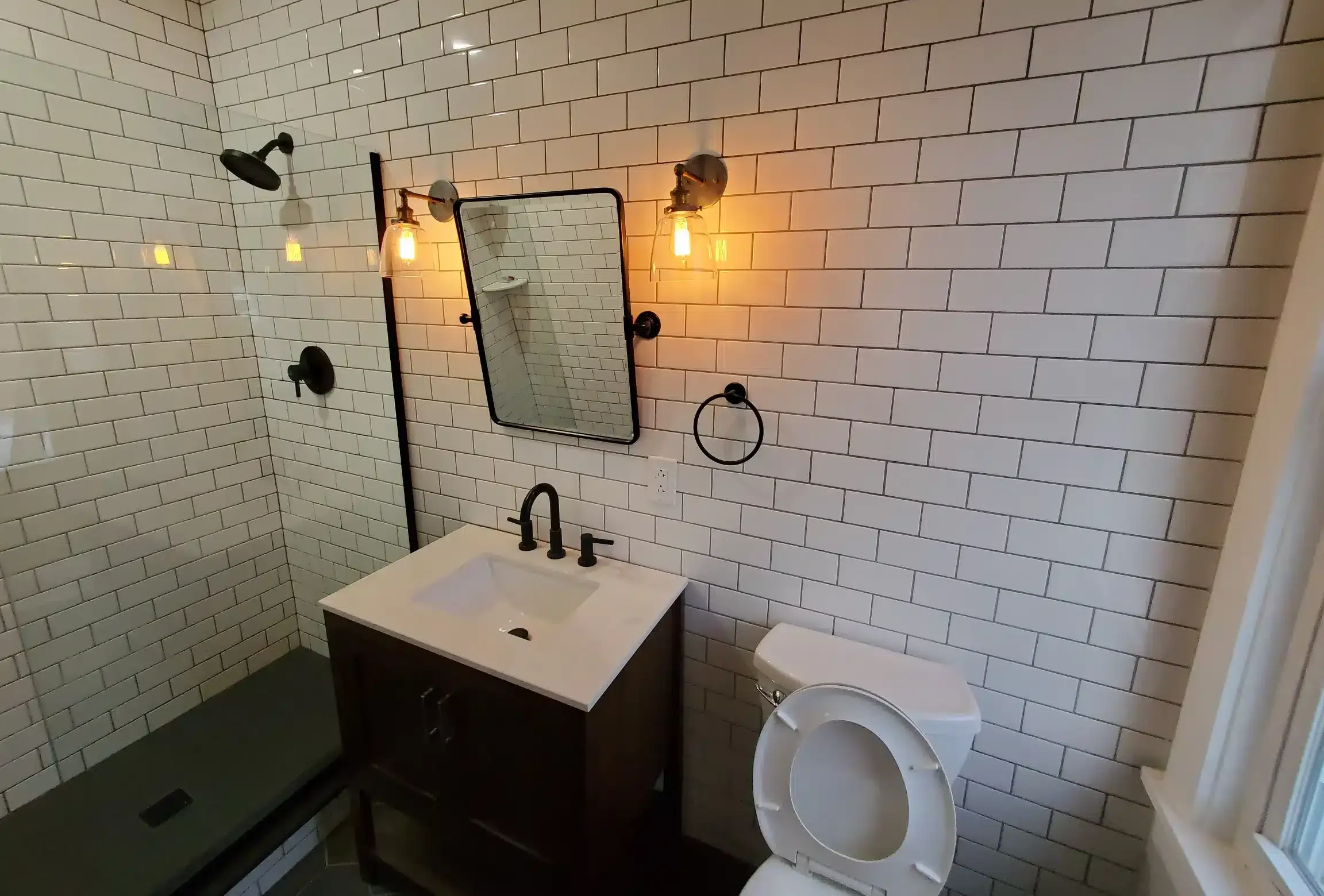 Modern bathroom with subway tiles